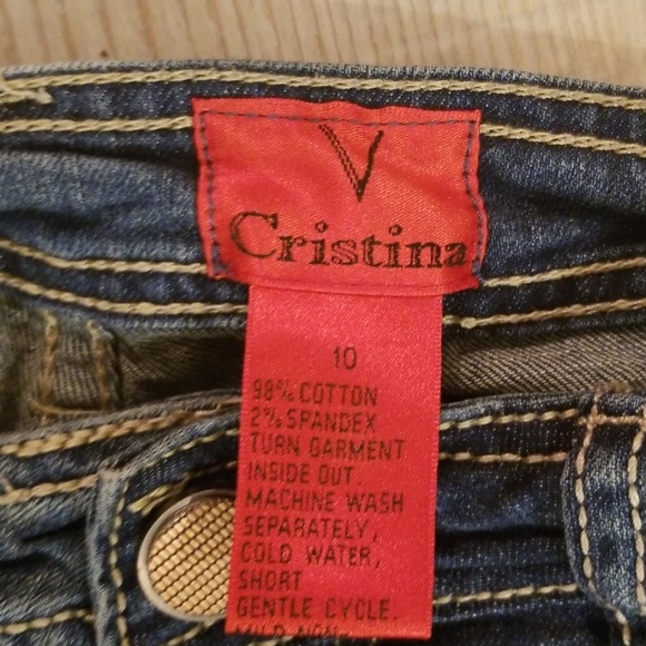 V Cristina size 10 cuffed jeans with applique bundle your order and save on ship - Picture 7 of 8